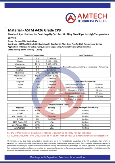ASTM A426 Grade CP9